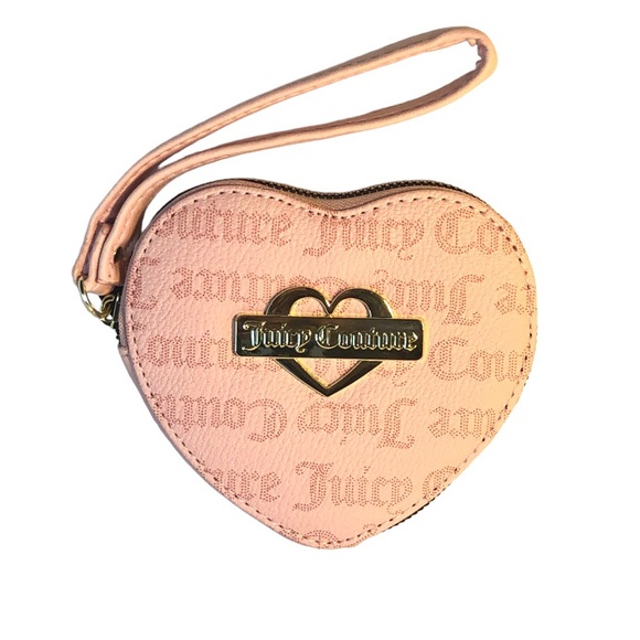 🚫SOLD❗️Juicy Couture Pink Macroon Logo Glam Heart Wristlet & Min Wallet Set NEW - Picture 2 of 5